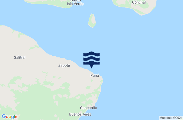 Karte der Gezeiten Puna, Ecuador