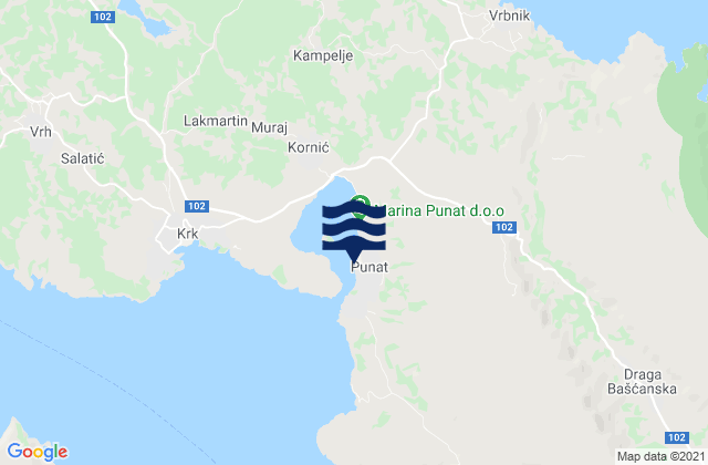 Karte der Gezeiten Punat, Croatia