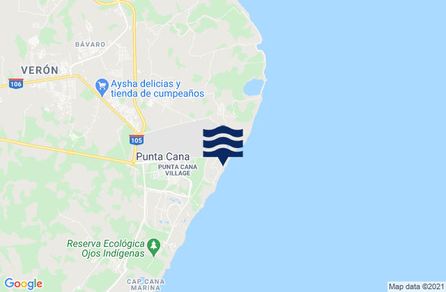 Karte der Gezeiten Punta Cana, Dominican Republic