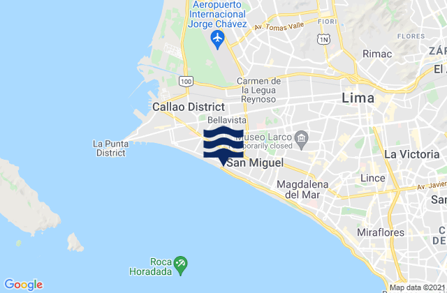 Karte der Gezeiten Punta Gaviotas, Peru