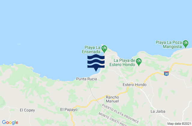 Karte der Gezeiten Punta Paraiso, Dominican Republic