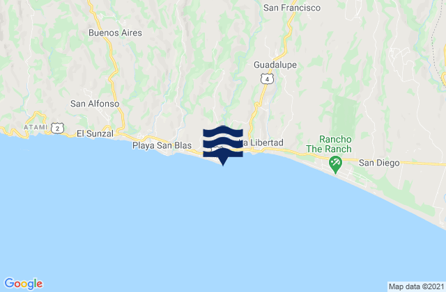 Karte der Gezeiten Punta Roca, El Salvador