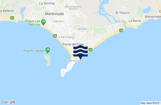 Karte der Gezeiten Punta del Este, Uruguay