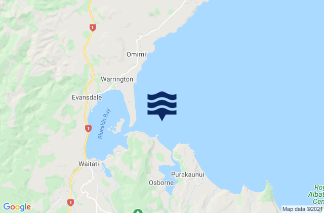 Karte der Gezeiten Purakaunui Bay, New Zealand