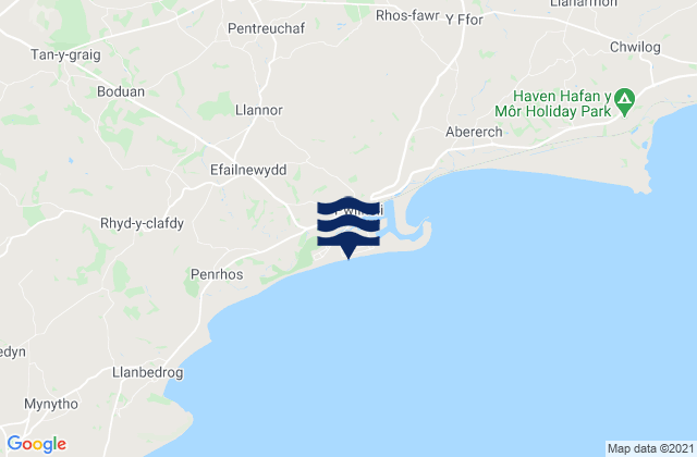 Karte der Gezeiten Pwllheli Beach, United Kingdom