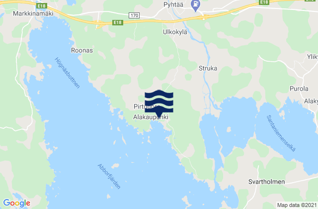 Karte der Gezeiten Pyhtää, Finland
