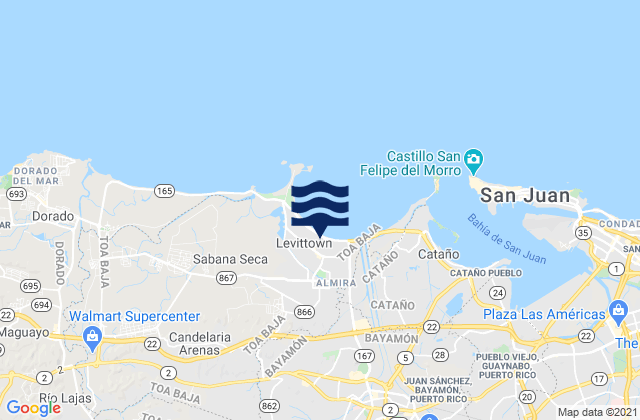 Karte der Gezeiten Pájaros, Puerto Rico