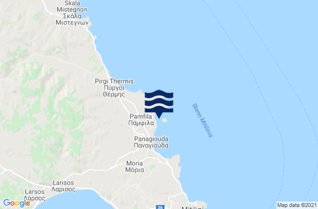 Karte der Gezeiten Pámfila, Greece