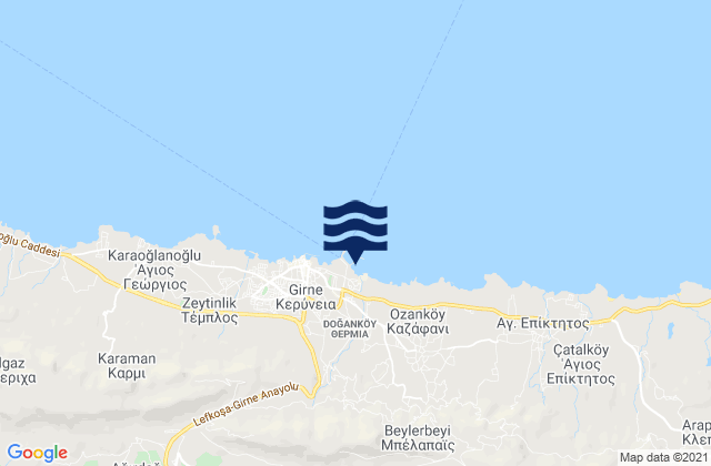 Karte der Gezeiten Páno Díkomo, Cyprus