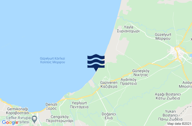 Karte der Gezeiten Páno Koutrafás, Cyprus
