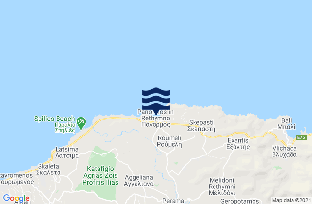 Karte der Gezeiten Pánormos, Greece