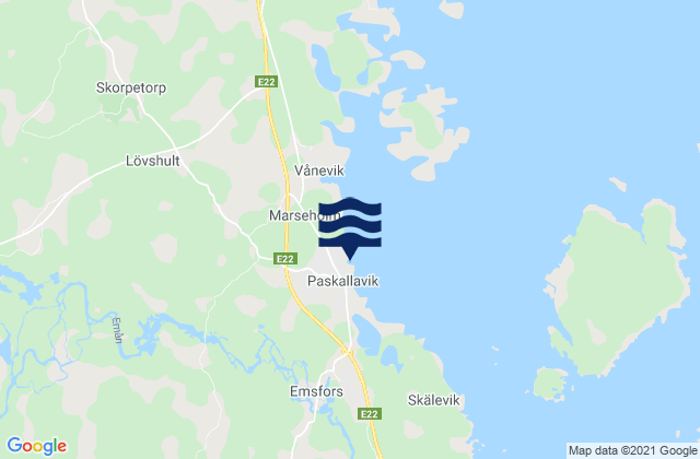 Karte der Gezeiten Påskallavik, Sweden