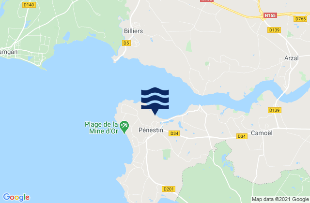 Karte der Gezeiten Pénestin, France