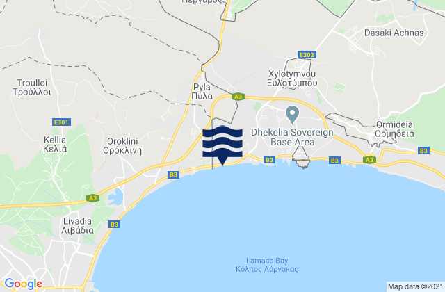 Karte der Gezeiten Pérgamos, Cyprus