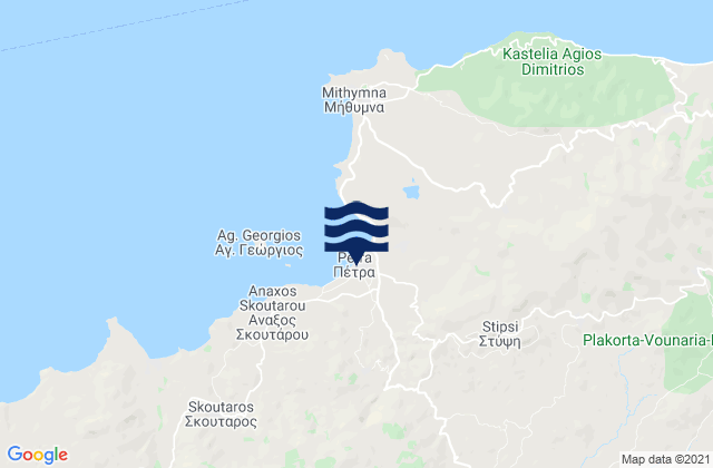 Karte der Gezeiten Pétra, Greece