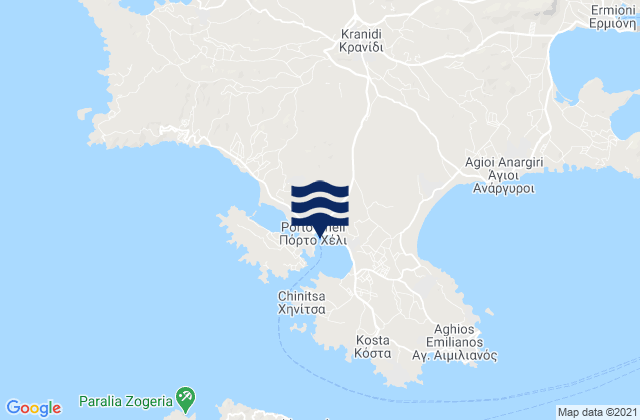 Karte der Gezeiten Pórto Chéli, Greece