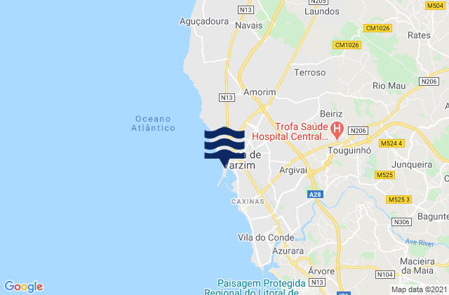 Karte der Gezeiten Póvoa de Varzim, Portugal