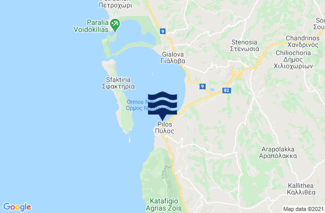 Karte der Gezeiten Pýlos, Greece
