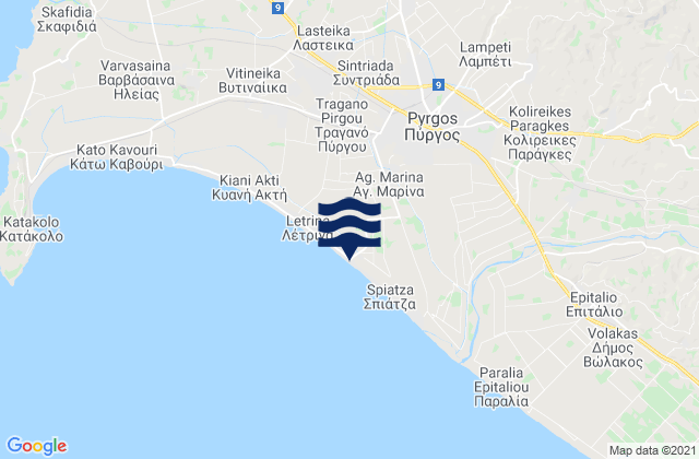 Karte der Gezeiten Pýrgos, Greece