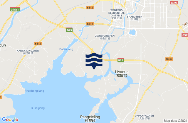 Karte der Gezeiten Qinzhou, China