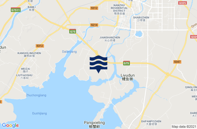 Karte der Gezeiten Qinzhou Shi, China