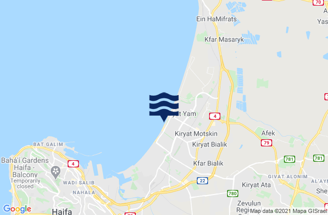 Karte der Gezeiten Qiryat Bialik, Israel
