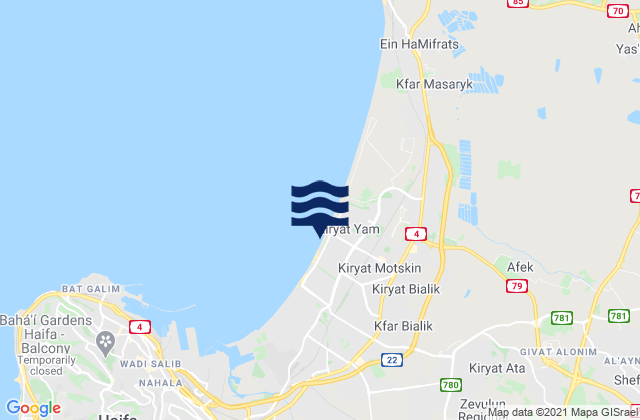 Karte der Gezeiten Qiryat Moẕqin, Israel
