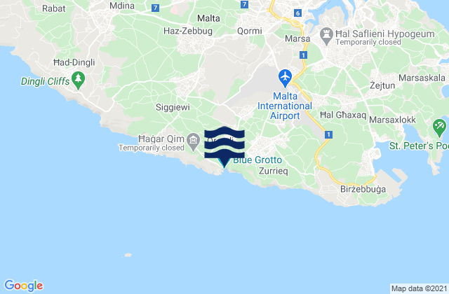 Karte der Gezeiten Qrendi, Malta