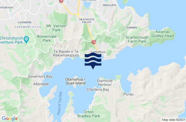 Karte der Gezeiten Quail Island Beach, New Zealand