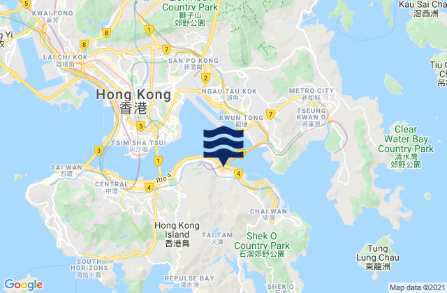 Karte der Gezeiten Quarry Bay, Hong Kong