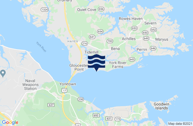 Karte der Gezeiten Quarter Point, York River, United States