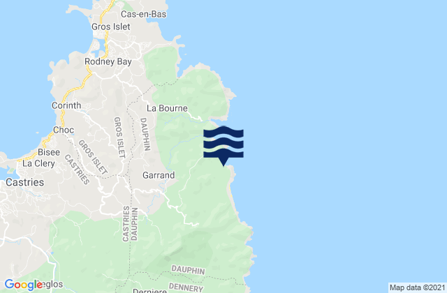 Karte der Gezeiten Quarter of Dauphin, Saint Lucia