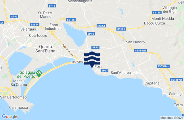 Karte der Gezeiten Quartu Sant'Elena, Italy