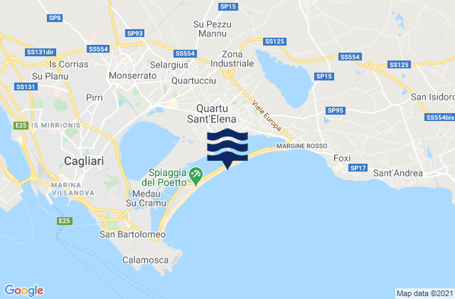 Karte der Gezeiten Quartucciu, Italy
