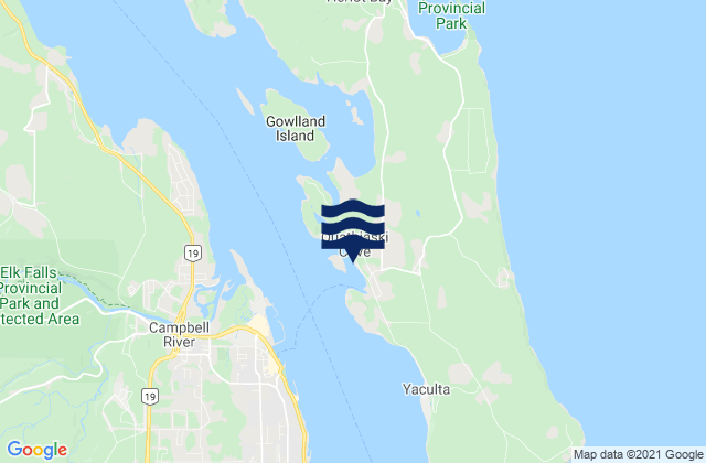 Karte der Gezeiten Quathiaski Cove, Canada