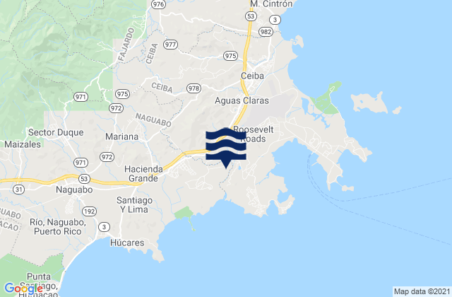 Karte der Gezeiten Quebrada Seca Barrio, Puerto Rico