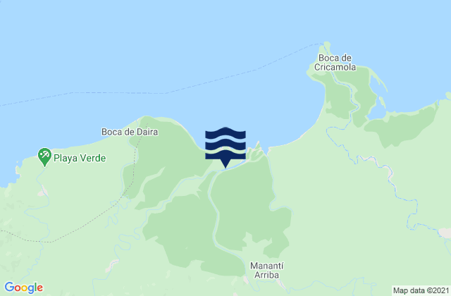 Karte der Gezeiten Quebrada Tula, Panama