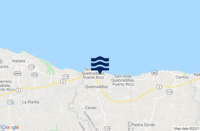 Karte der Gezeiten Quebradillas, Puerto Rico