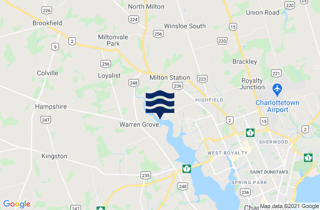 Karte der Gezeiten Queens County, Canada