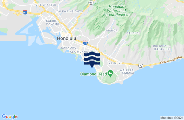 Karte der Gezeiten Queens/Canoes (Waikiki), United States