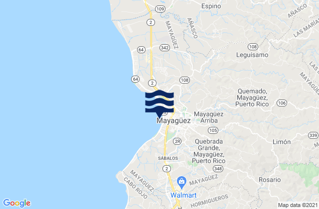 Karte der Gezeiten Quemado Barrio, Puerto Rico