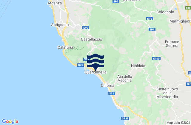 Karte der Gezeiten Quercianella, Italy