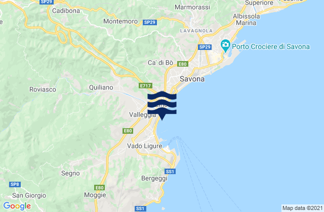 Karte der Gezeiten Quiliano, Italy