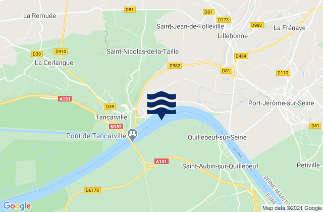Karte der Gezeiten Quillebeuf-sur-Seine, France