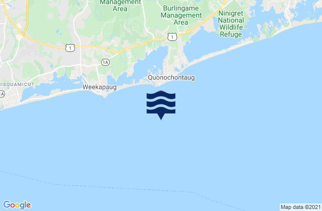 Karte der Gezeiten Quonochontaug Beach 1.1 miles S of, United States