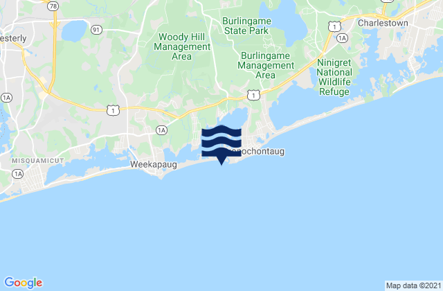 Karte der Gezeiten Quonochontaug Beach, United States
