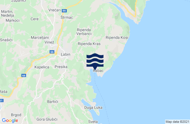 Karte der Gezeiten Rabac, Croatia