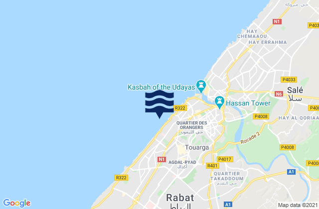 Karte der Gezeiten Rabat, Morocco