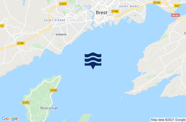 Karte der Gezeiten Rade de Brest, France
