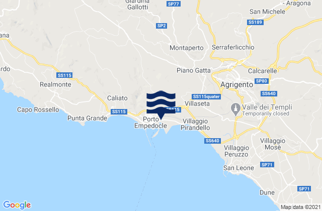 Karte der Gezeiten Raffadali, Italy